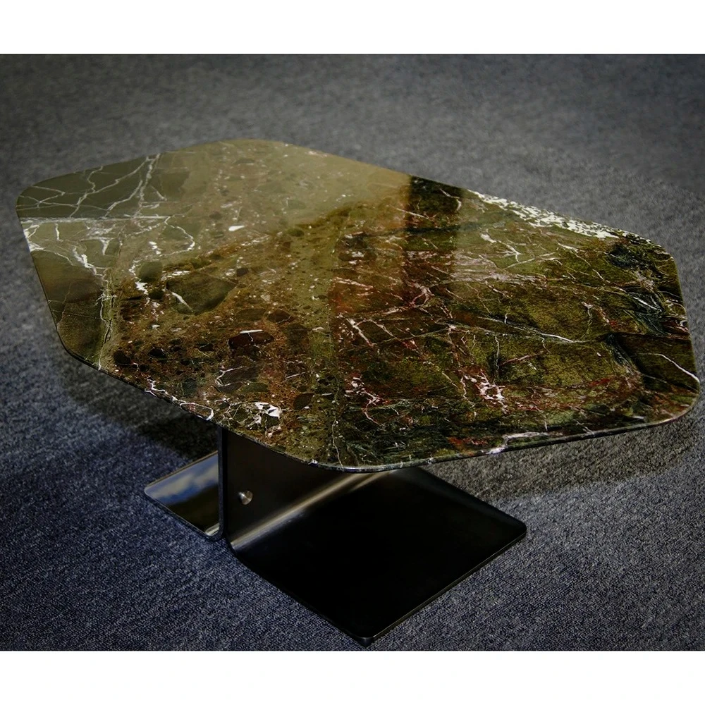 

Exquisite craftsmanship stainless steel legs marble rooftop coffee table, simple loft-style tea table