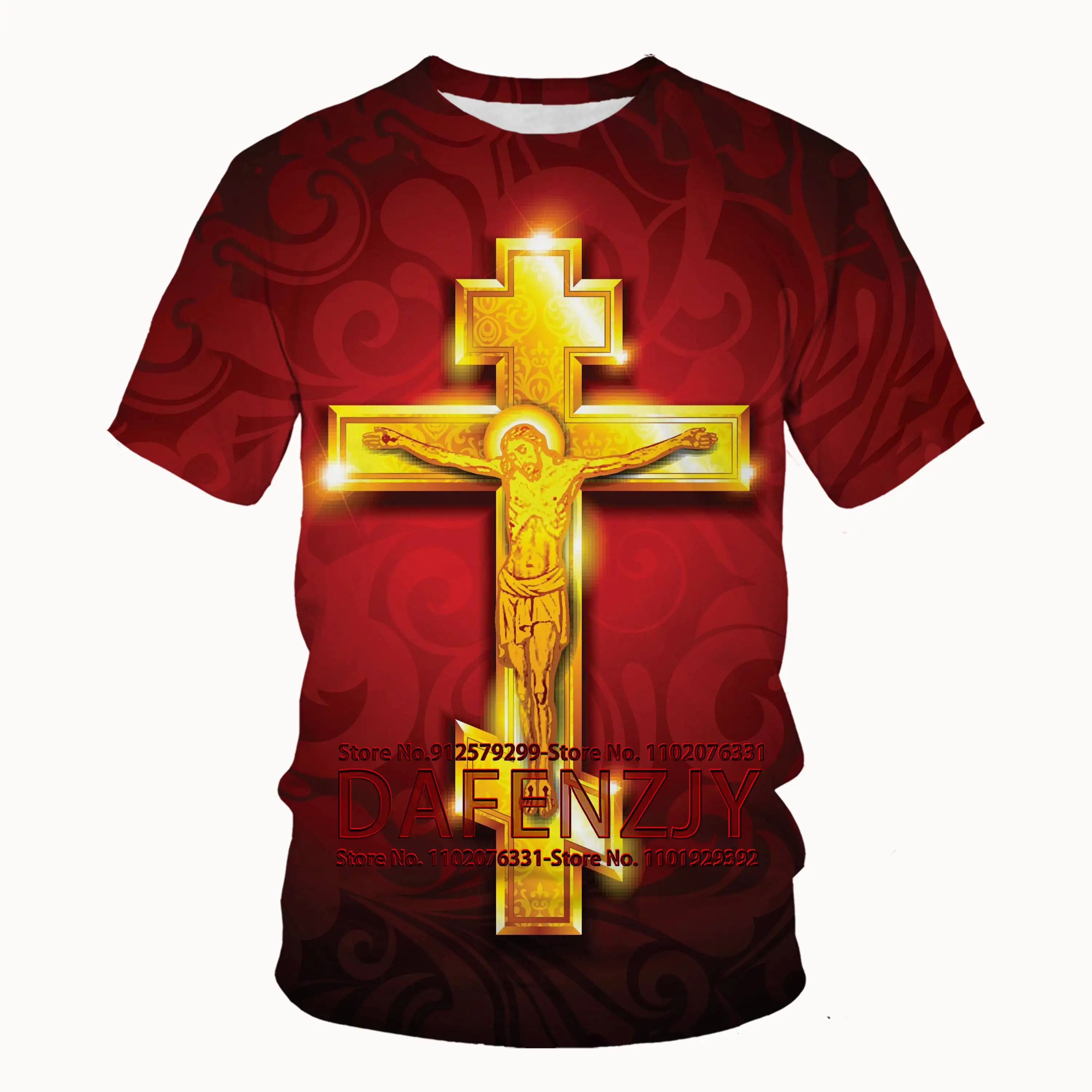 Vintage Christian Cross T Shirt For Mens Eastern Orthodox Church 3d Print Short Sleeve Top Tee