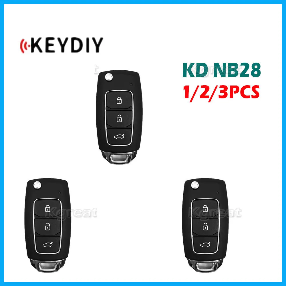 NB28 keydiy อเนกประสงค์แบบมีรีโมทคอนโทรลอเนกประสงค์3ปุ่ม kunci REMOTE mobil ซีรี่ส์ NB สำหรับ KD900 KD900 + URG200 KD-X2มินิ