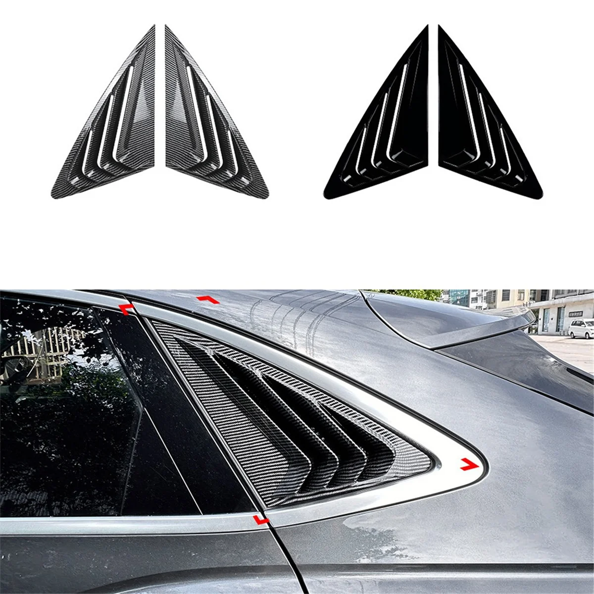 Car Rear Window Shutter Cover Trim Window Louver Side Vent Trim for Q3 F3 Sportback 2019-2024,Carbon Fiber Pattern