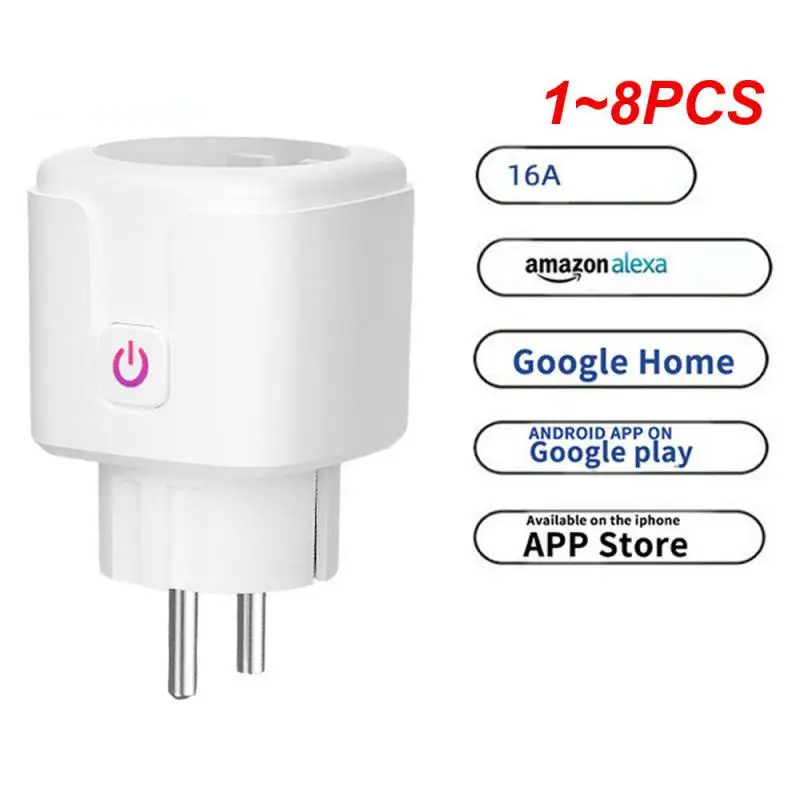 

1~8PCS Tuya WiFi Smart Plug 20A EU Plug Wireless Socket Timer Plug Voice Remote Control Home Fire Retardant Home Alexa