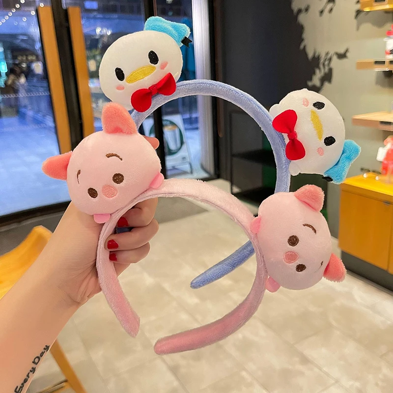 Disney Double Headed Mickey Mouse Ears Hairband Women Cute Cartoon Minnie Donald Duck Headband Girl Hair Accessories Kids Friend