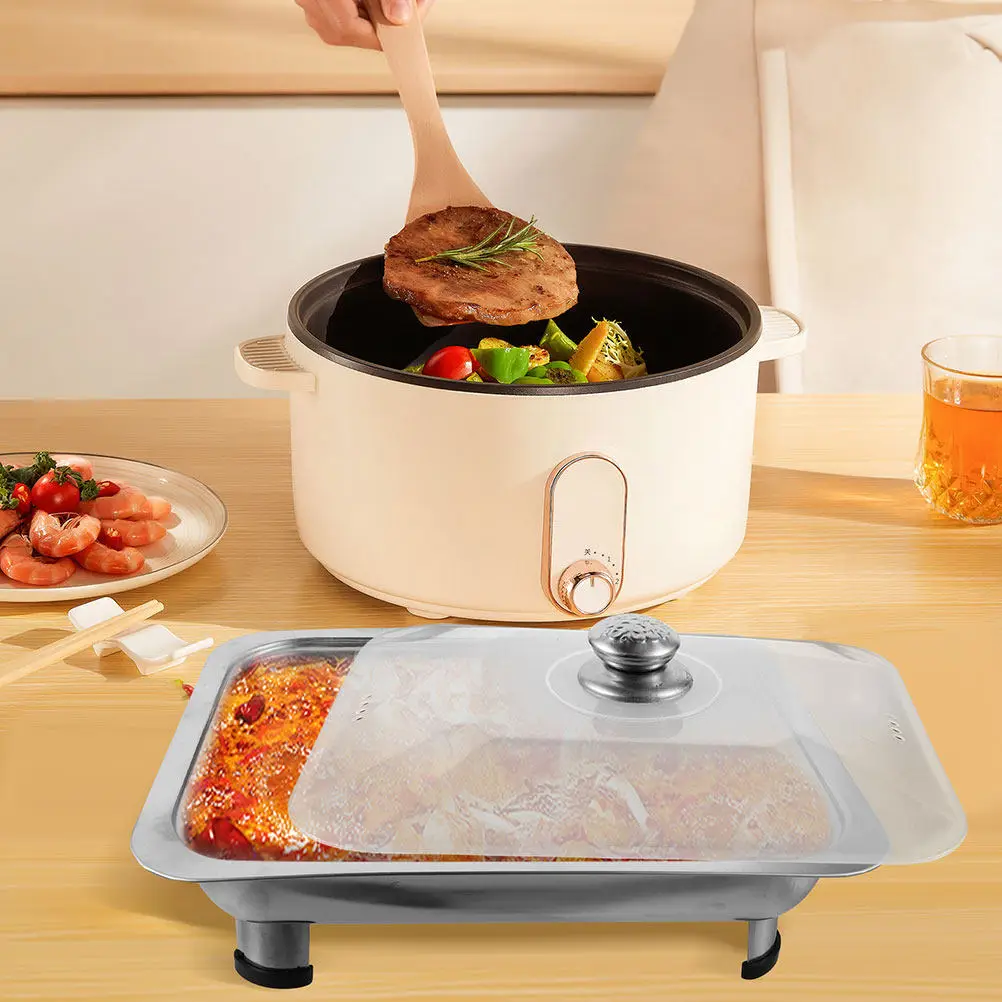 Stainless Steel Buffet Server Tray with Lid & Detachable Legs for Party Serving and Chafing Dish