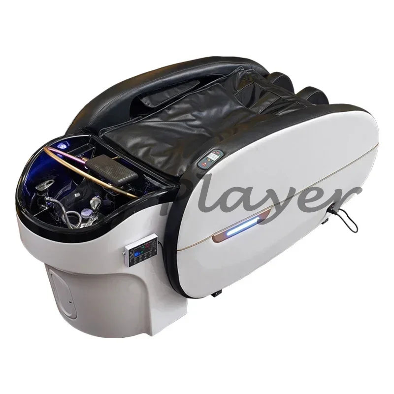 طاولة صالون غسيل الشعر الكهربائية 2025، سرير شامبو مريح متعدد الأغراض، محطة تصفيف ذكية متعددة الأغراض