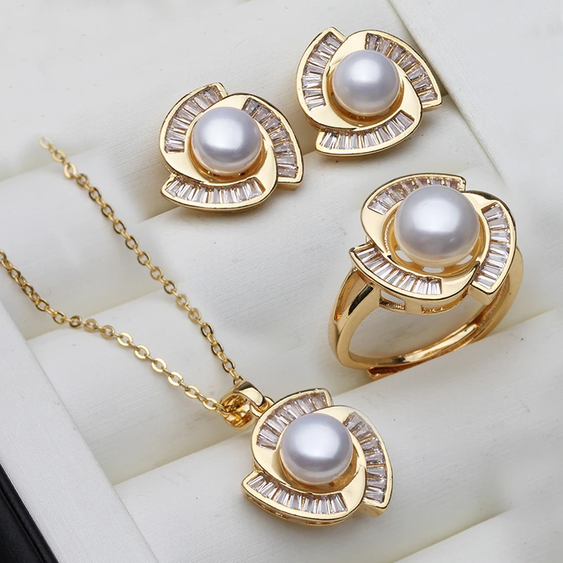 

2023 New Real Pearl Necklace And Earring Set For Women,18K Gold Plated Pearl Jewelry Set Birthday Mother Gift White