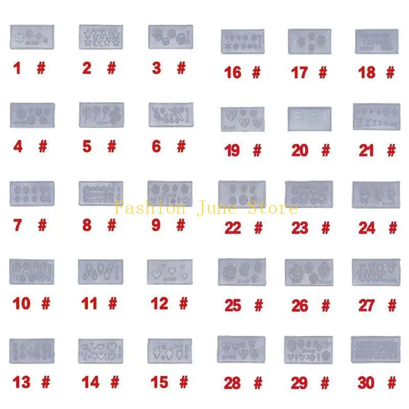 

N5KA 30Pcs 3D Acrylic Silicone Mold Carving Floral Mould for Nail Art DIY Decoration