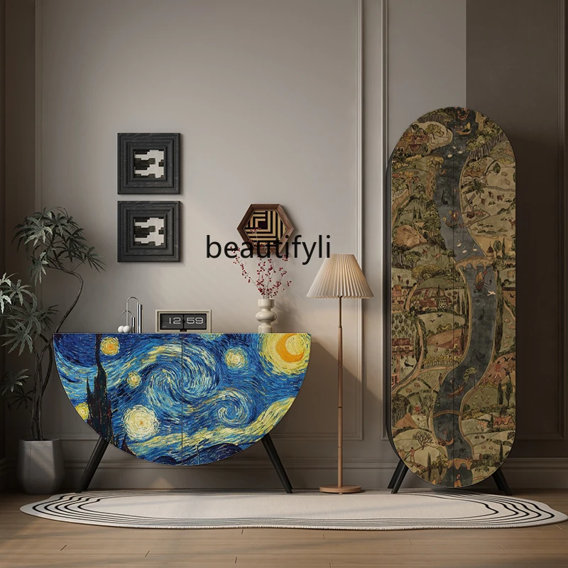 

French starry sky living room dining side cabinet sofa side wall storage cabinet storage decorative cabinet