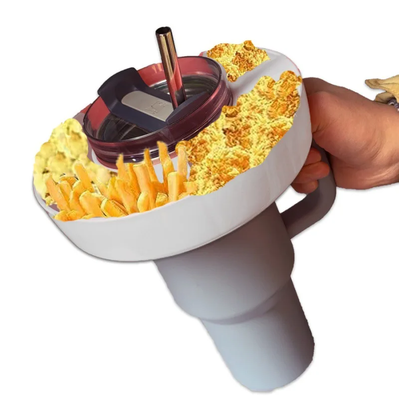 

Portable 2 In 1 Tumbler Popcorn Drink Cola Cup Snackies Cup Splash Snack Bowl Chicken Storage Bowl with Handle Straw Cup