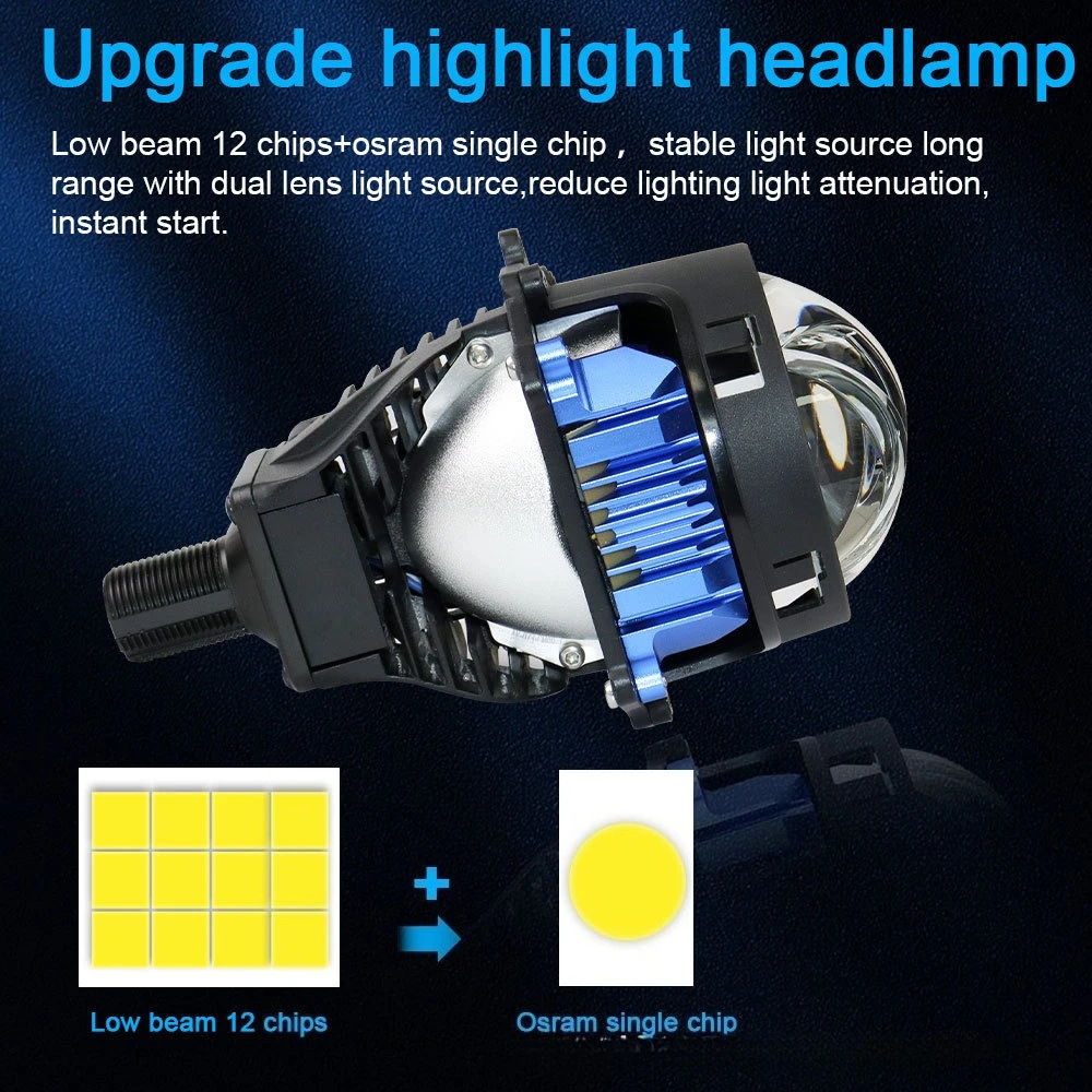 130W G12 Laser Projetor Bi LED Dual Cup Headlight High Low Beam Integrated Lamp for Car Modification & Replacement 6500K 9-36V