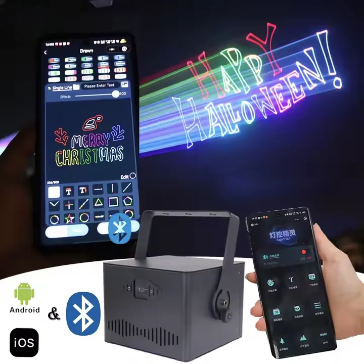 

Cost-effective mini and convenient full-color animation mobile phone controlled self-propelled dmx512 party laser light