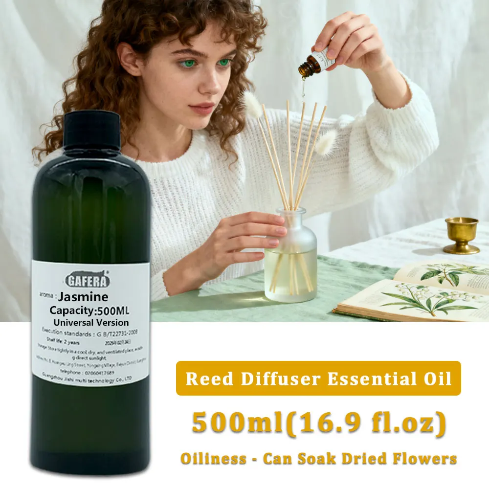 GAFERA 500ml(16.9 fl.oz) Jasmine Hilton Essential Oil - For Vine Diffuser & Flameless Aromatherapy, Diffuser Replenish Aroma Oil