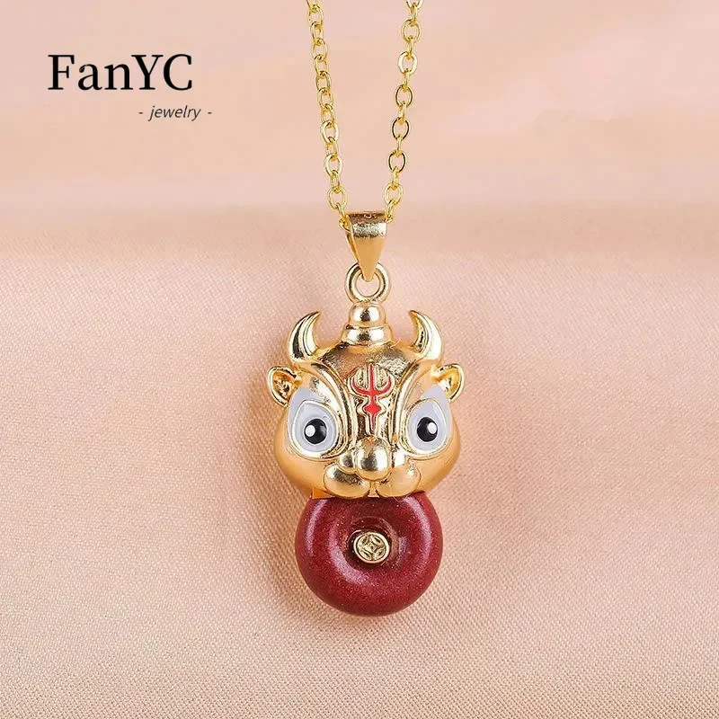 Natural 925 Silver Inlaid Purple Gold Sand Rose Pendant Cinnabar Buddha Male Gourd Women's Necklace Luxury Fashion Jewelry