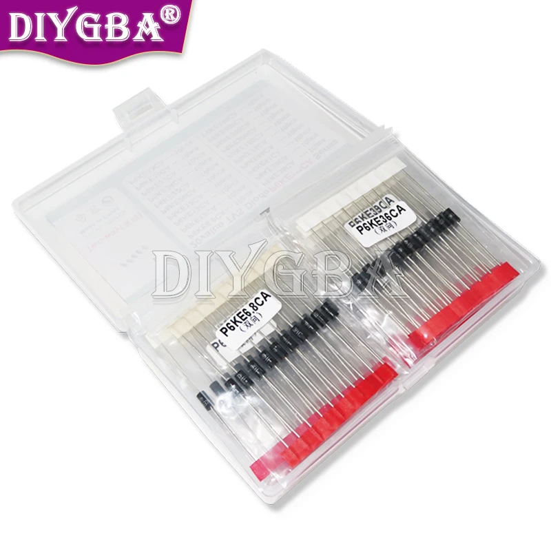 20Values P6KE6.8A/CA TVS Transistor Kit 200PCS/Set 12/15/18/20/22/24/27/30/33/36/39/51/68/75/150/200/300/400/440/A/CA Diode