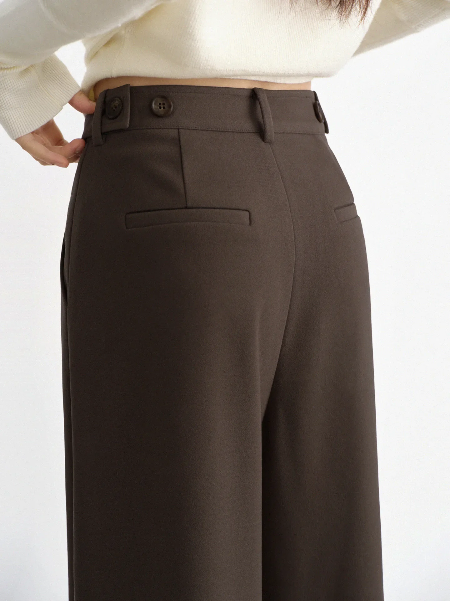 Retro High-Waist Straight-Leg Trousers Women Lady Loose Draped Long Pants Slimming Fit Winter Casual Elegant Daily Wear Style