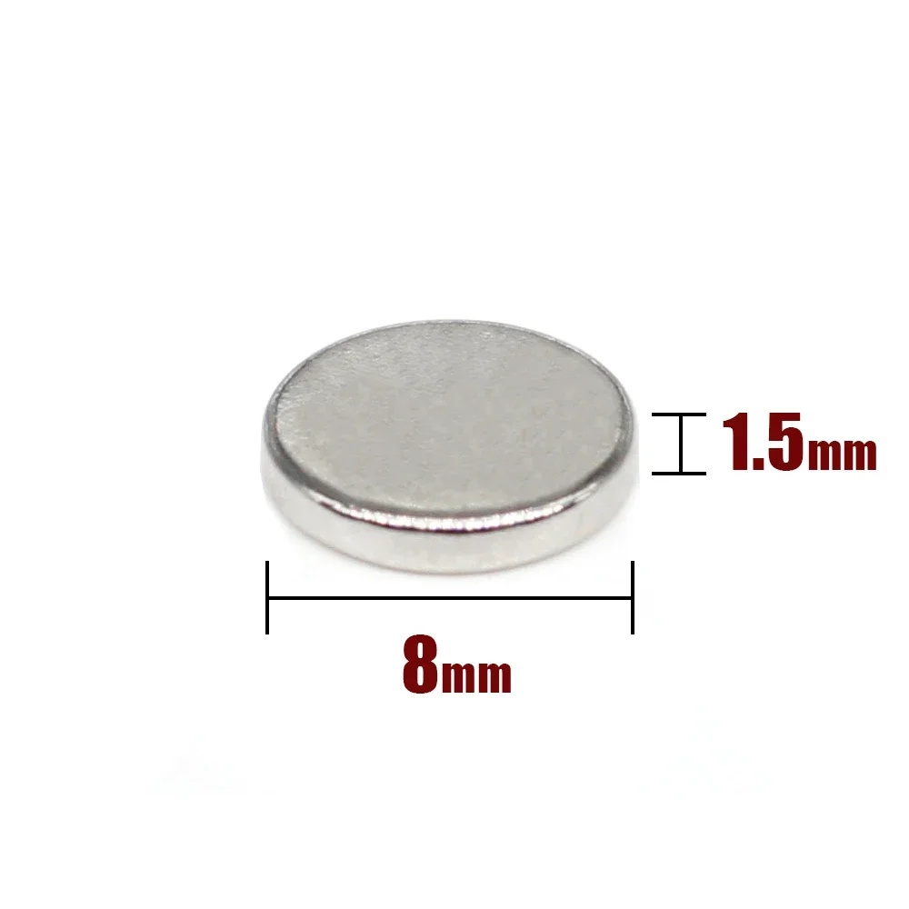 20/50/100/200/300/500 Uds 8x1,5 imanes redondos 8x1,5 magnético potente para nevera, bricolaje, edificio, científico, artesanía, educación