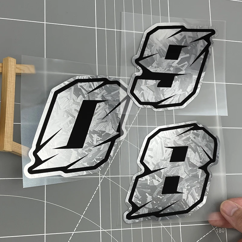

1PC Silver Carbon Number Motorcycle Stickers Waterproof DIY Motorbike Tank Scooter Windshield Helmet Box Universal Vinyl Decals