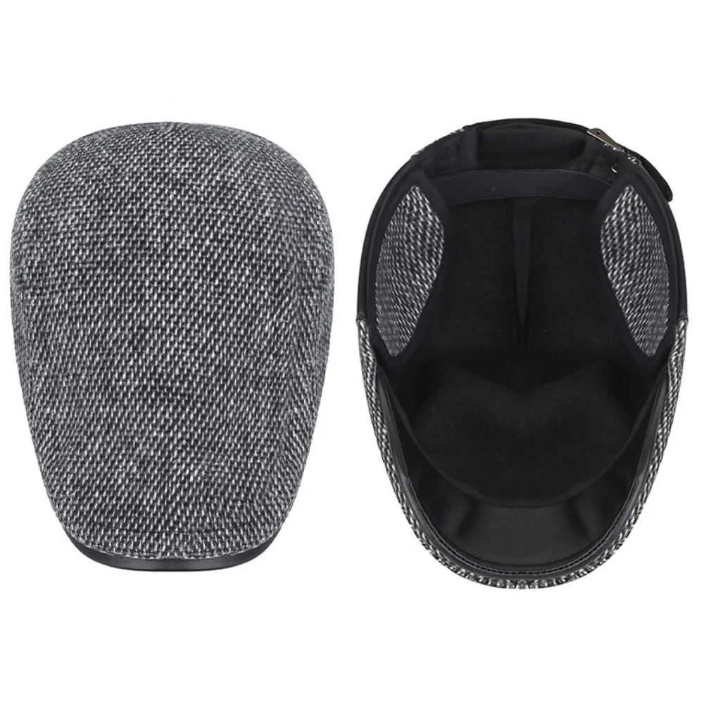 HT4923 béret casquette mâle automne hiver chapeau réglable Ivy casquette plate papa père artiste peintre chapeau oreillette casquette grand-père hommes béret