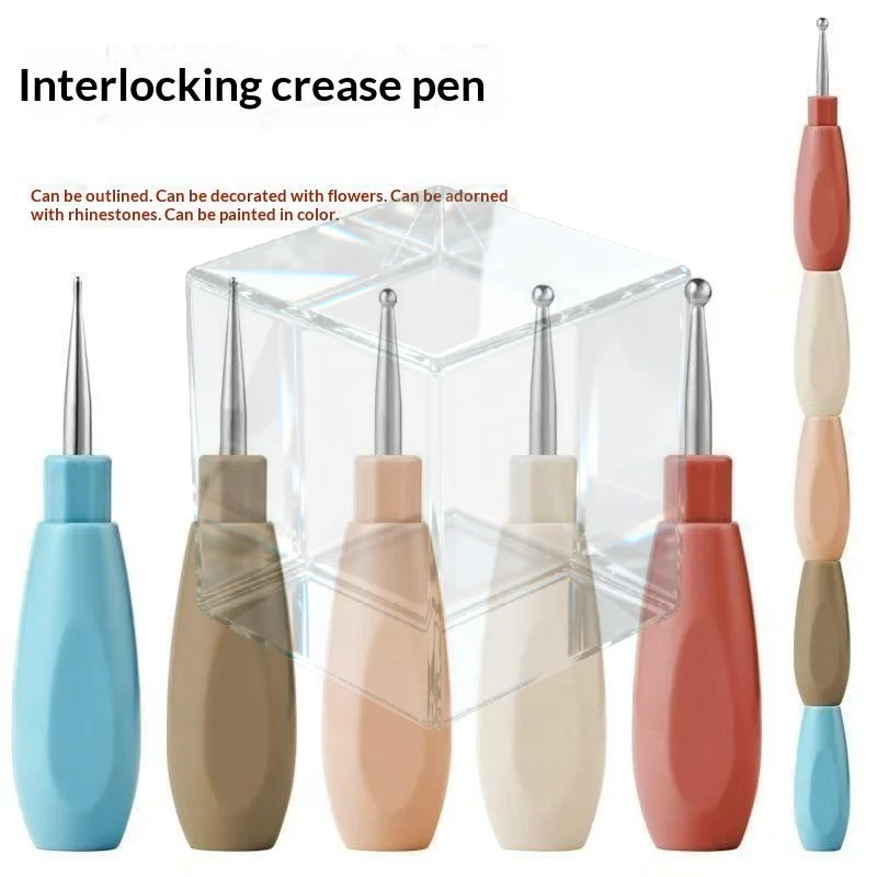 5Pcs Multicolor Handle Liner Drawing Flower Dotting Rhinestone Picking DIY Manicure Tools Interlockable Nail Art Dotting Pen