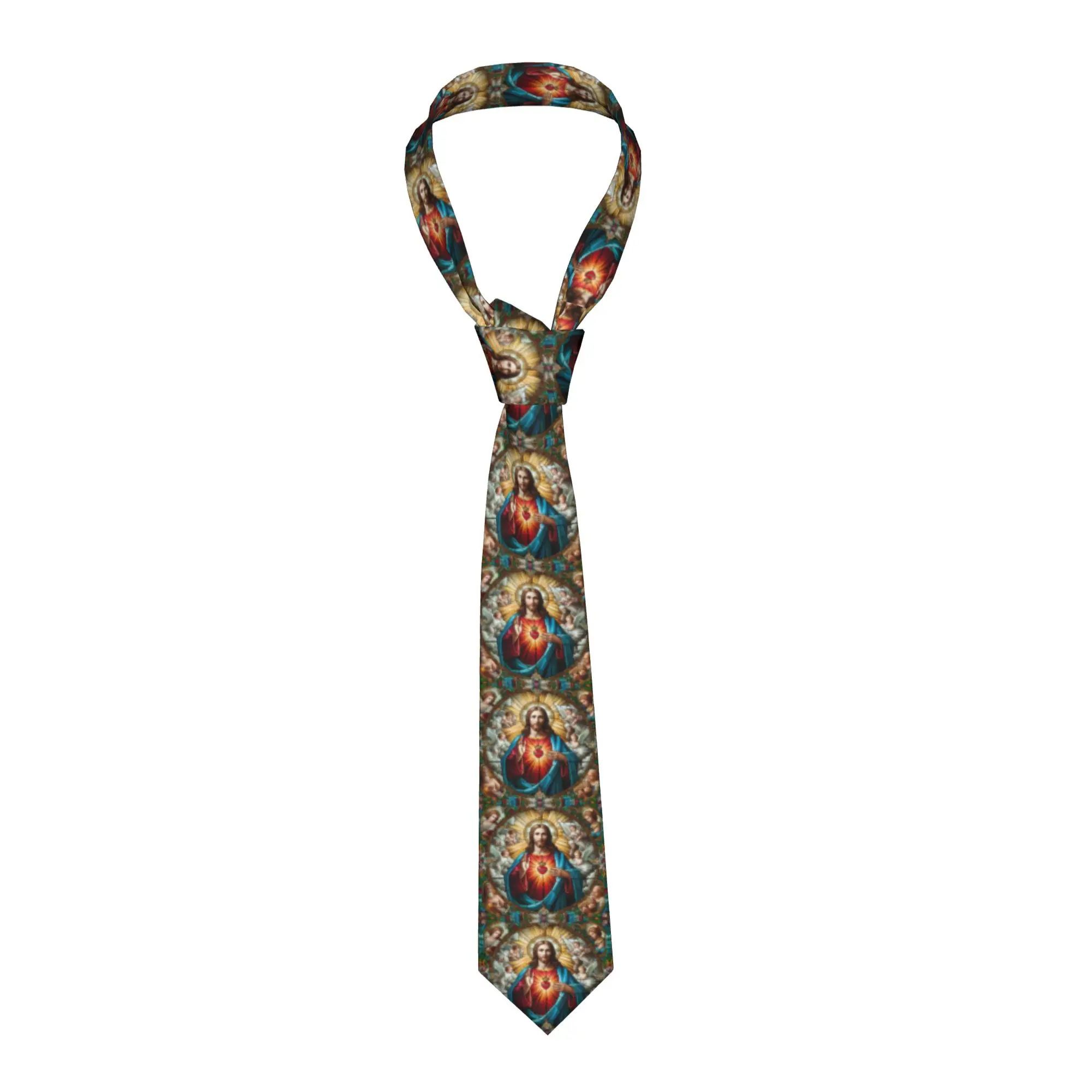

Классические мужские галстуки с изображением Иисуса Христа, шелковые, на заказ, для офиса