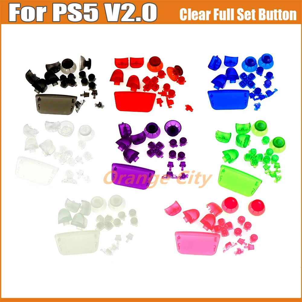 

10Sets Clear D-pad R1 L1 R2 L2 ABXY Direction Key Full Set Buttons Handle Joysticks Caps For PlayStation 5 PS5 V2.0 BDM-020