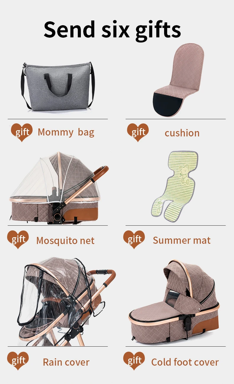 عربة أطفال 3 في 1 ممتصة للصدمات مع سرير حمل، عربة أطفال خفيفة الوزن، يمكن استخدامها للجلوس أو الاستلقاء، توصيل مجاني