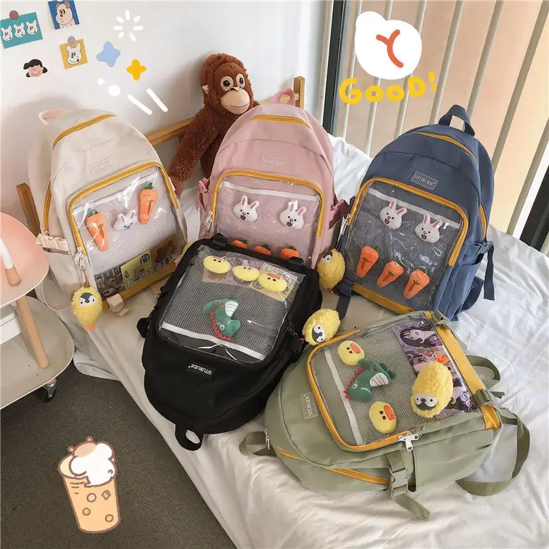 Fashion Popular Ita Bag 2024 High-capacity Canvas Transparent Backpacks for Women Teenage Girls Clear School Bag сумка Bolsas