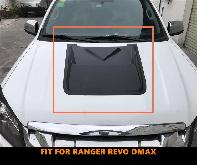 

ABS Black Bonnet Scoop Bonnet Hood Front Car Cover Fit For Toyota Hilux Revo Ford Ranger Isuzu D-Max