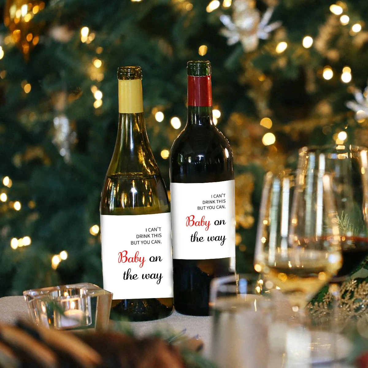 4 قطع من ملصقات زجاجات النبيذ لإعلان الحمل، لا أستطيع شرب هذا يمكنك! تكشف ملصقات زجاجات النبيذ للحمل، ومستلزمات الحفلات