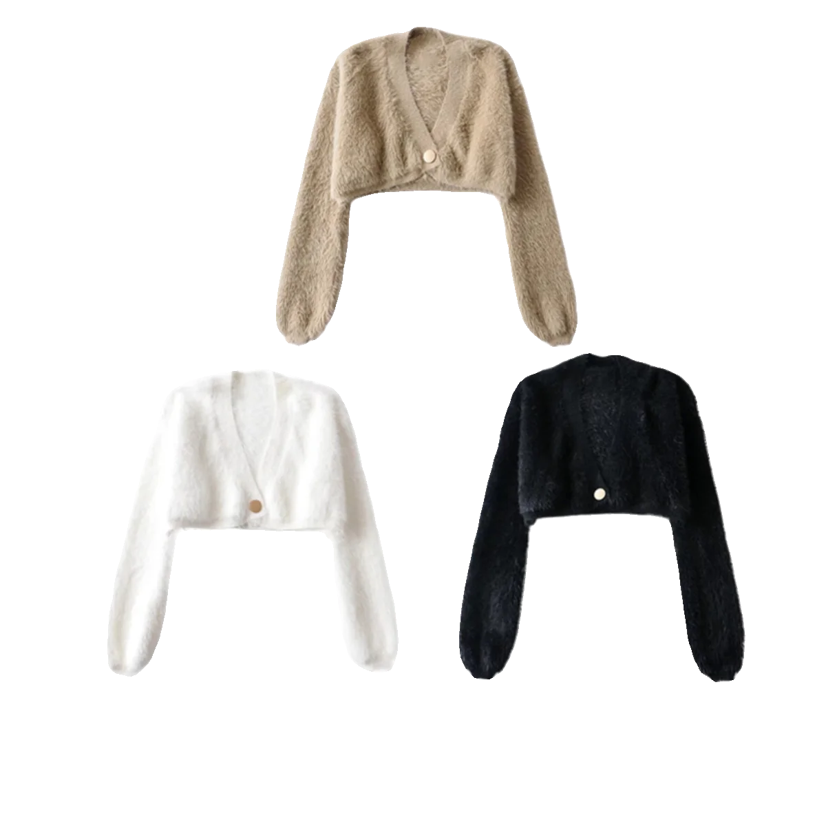 Dames Harig Vest Jas V-hals Losse Warmte-dragende Lange mouwen ort Sle Pure Kleur Woon-werkverkeer Patroon Eén knop