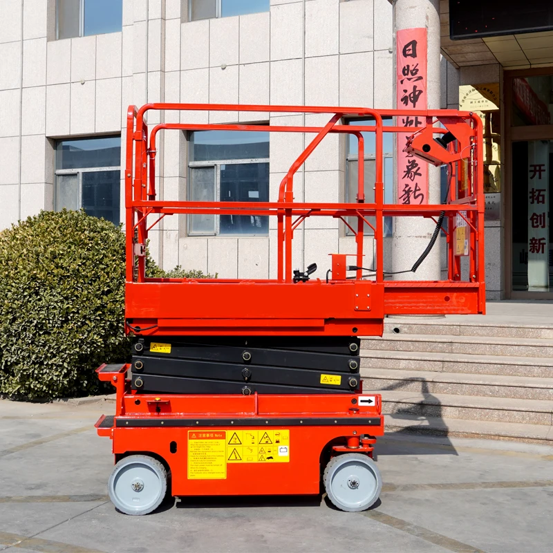 8 10 12 Meters 4 Wheeled Self Propelled Electric Mini Mobile Aerial Elevating Scissor Lift Track Type Scissor Lift for Sale