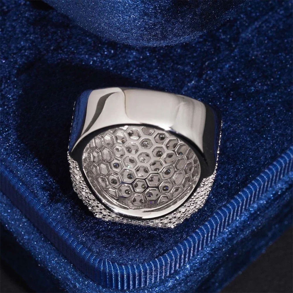 Blingminer Iced Out Ring Hip Hop VVS Moissanite Rings For Men S925 Silver Finger Jewelry Pass Diamonds Tester Free Shipping