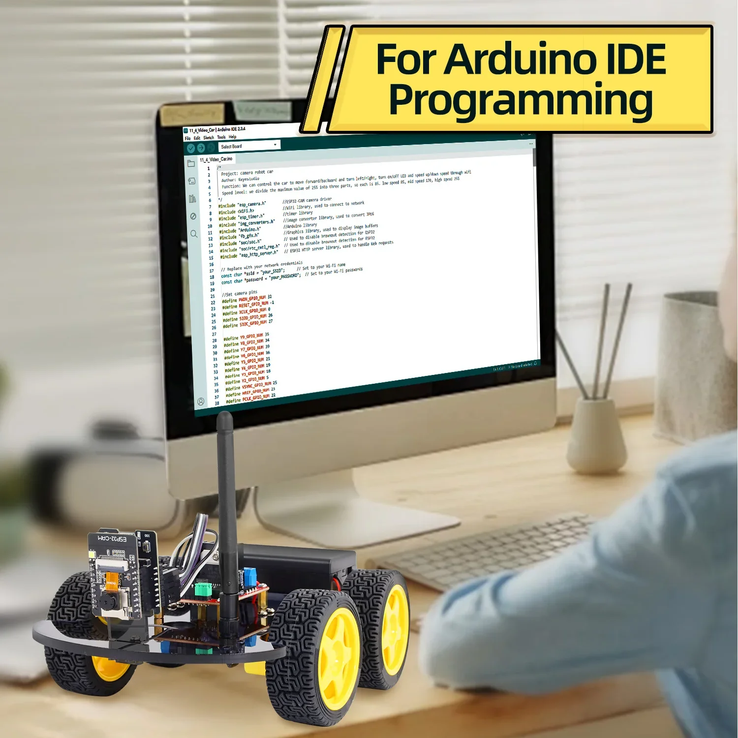 Picture 6: NEW Keyestudio 4WD&2WD ESP32-Cam Robot Car Kit Programmable WIFI Camera Smart Car For Arduino ESP32 Robot Project Robotic Kit