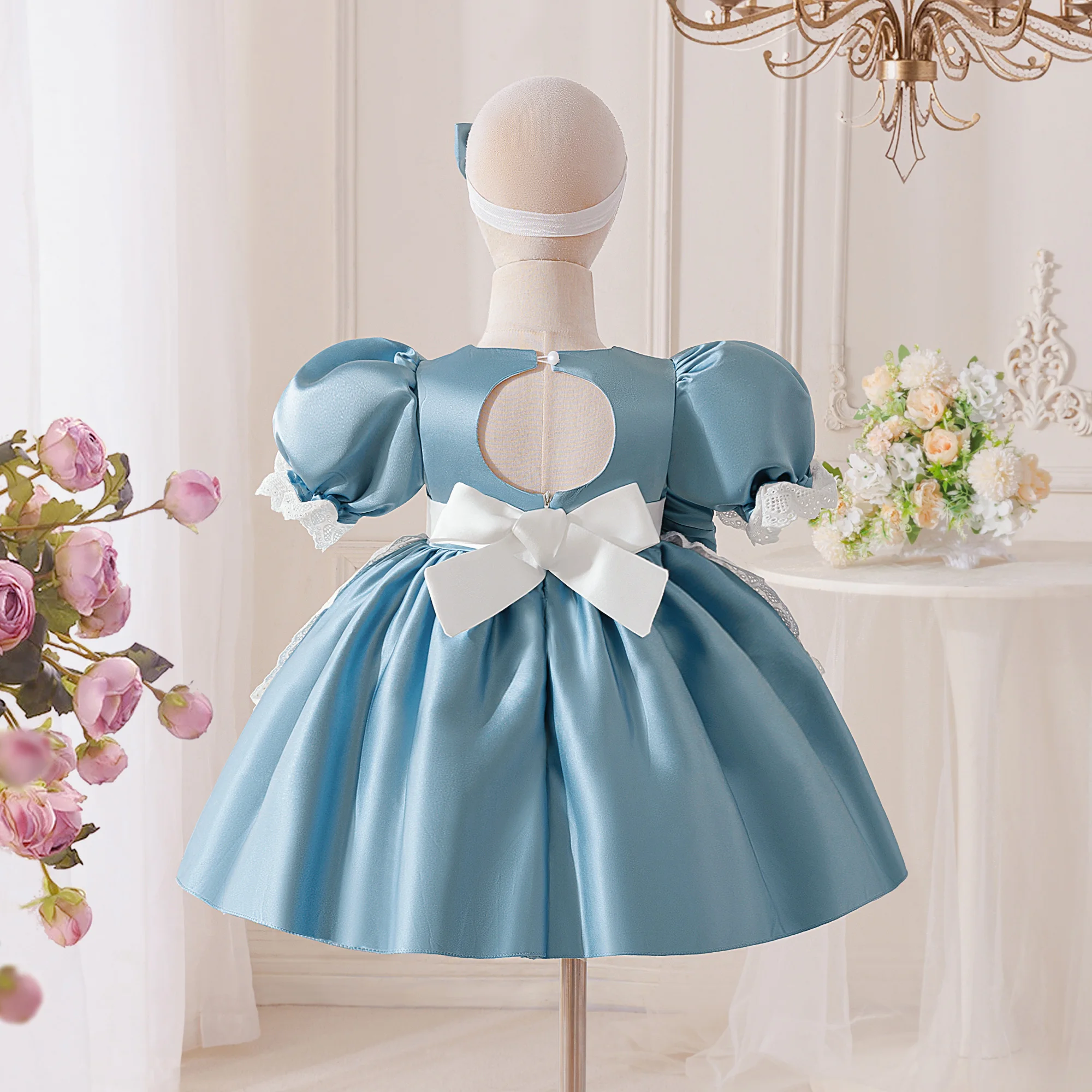 Wonderland Alice Maids Princess Girls Dress Lolita Alices Cartoon Bow Wedding Party Birthday Prom Dresses Girl Halloween Costume
