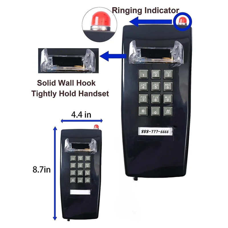 Promozione! Telefoni da parete classici per la linea fissa con suoneria meccanica, telefono da parete 2554 a linea singola con indicatore Voicemail Dur