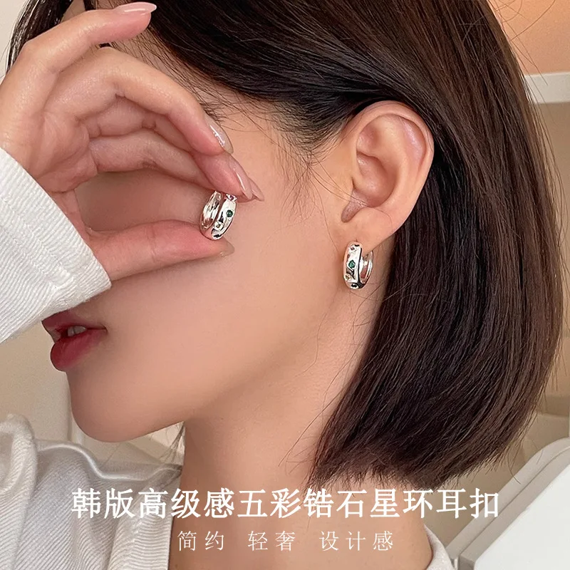 Colorful Zircon Rainbow Hoop Earrings For Women Multicolor Crystal Huggie Charming Female Wedding Earring Piercing Jewelry Gifts