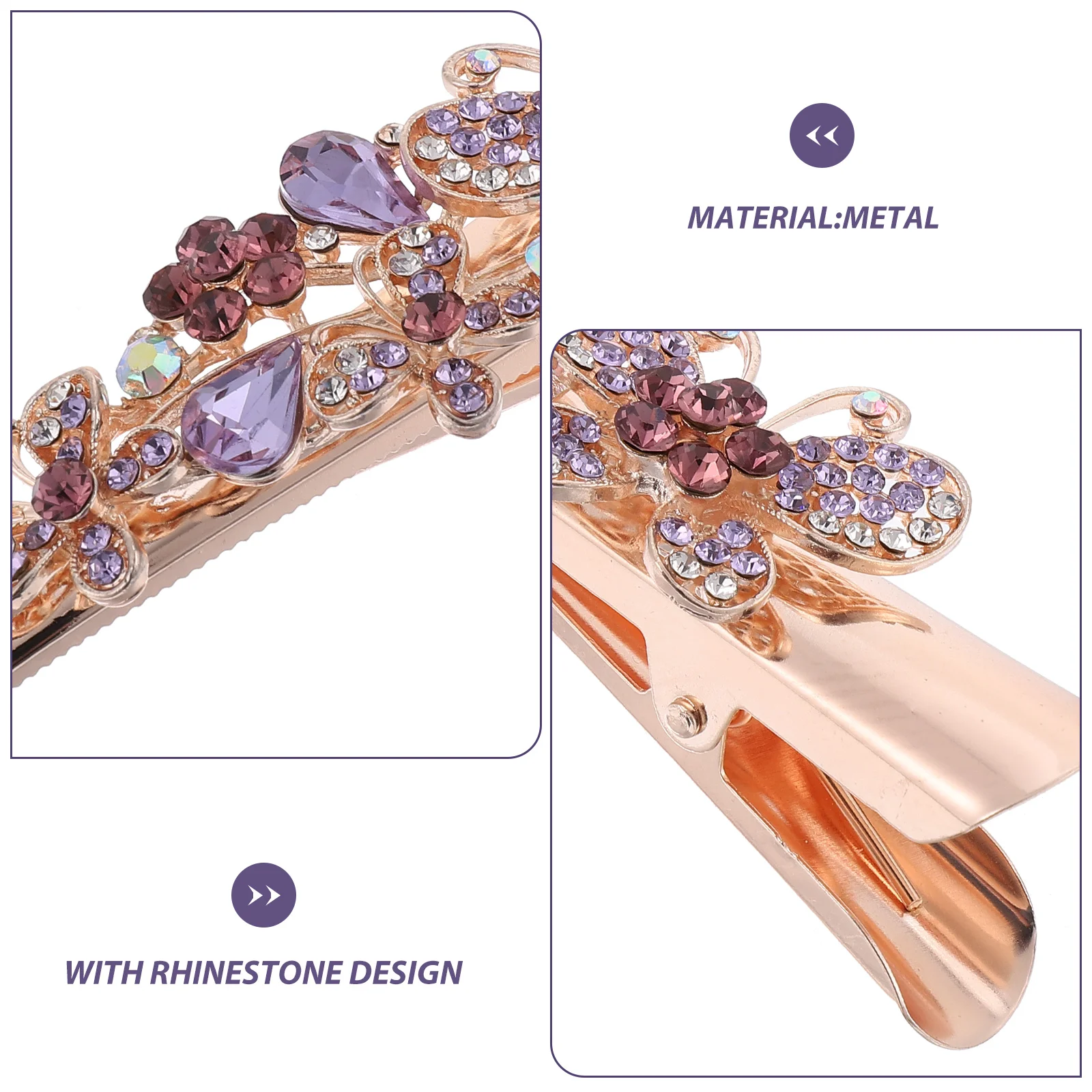 

Horn Hair Clips Women Purple Rhinestone Large Barrette Vintage Hair Accessories Girls Hairpin Decorative Styling Aid