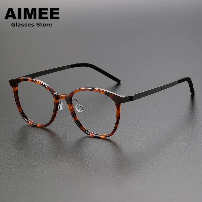 Denmark Brand Titanium Ultralight Glasses Frame Men Women Square Screwless Eyeglasses Fashion Blue Light Spectacles Frames 1851