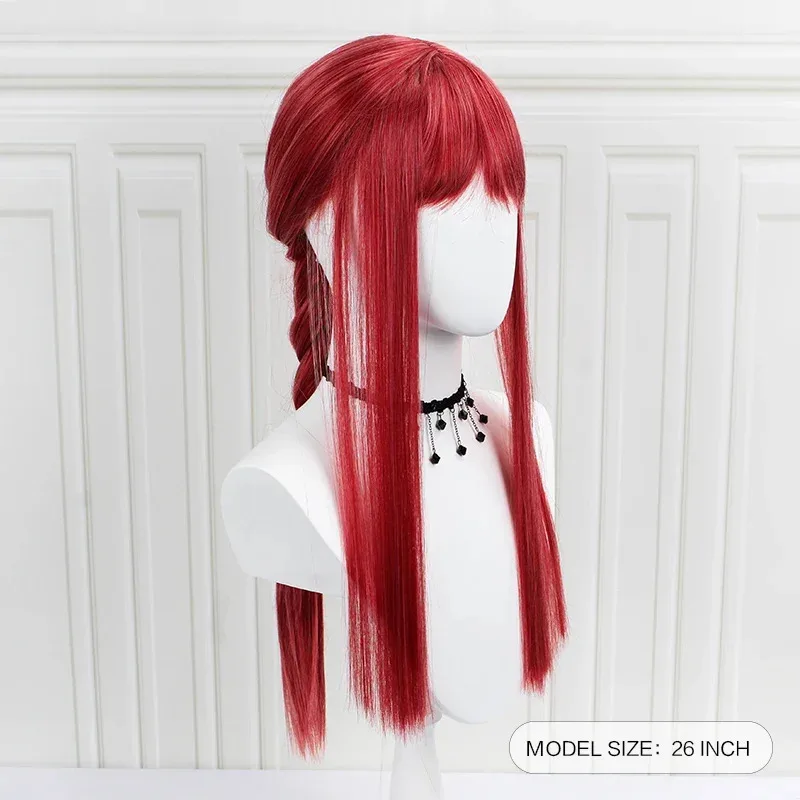 2026 Anime Chainsaw Man Makima Long Rose Red Cosplay Wig Role Play Halloween Synthetic Hair view 6