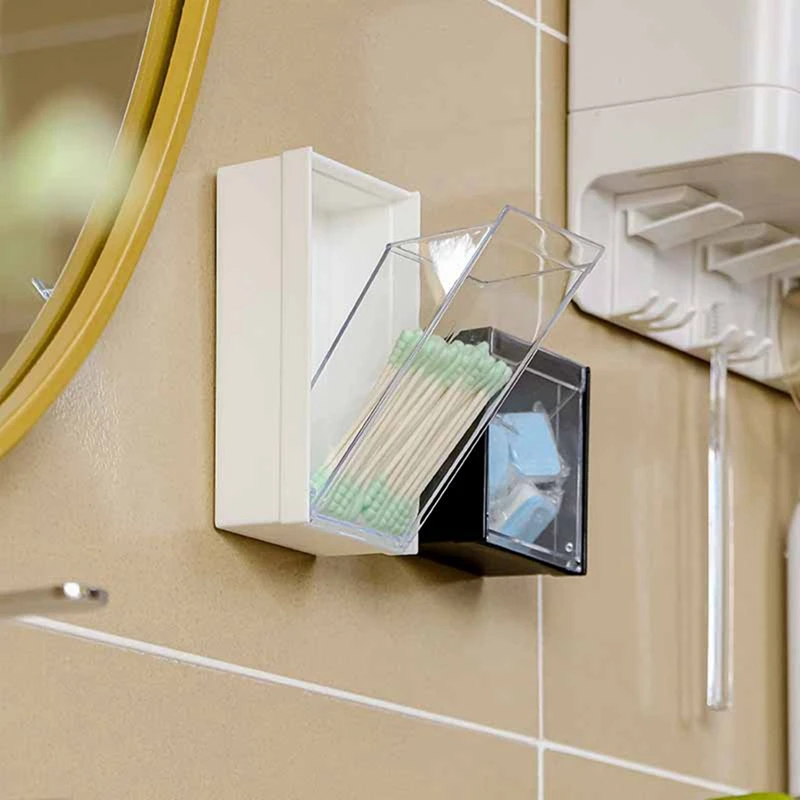 กล่องที่ยึดผนังพลาสติกกันฝุ่นอุปกรณ์จัดระเบียบในห้องน้ำสำลีแผ่นกล่องเดินทางเครื่องประดับขนาดเล็ก