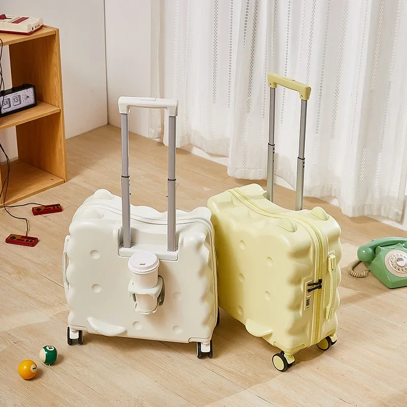 Children's luggage can be mounted on a girl's 18-inch mini trolley suitcase Small 20 carry-on suitcase password suitcase