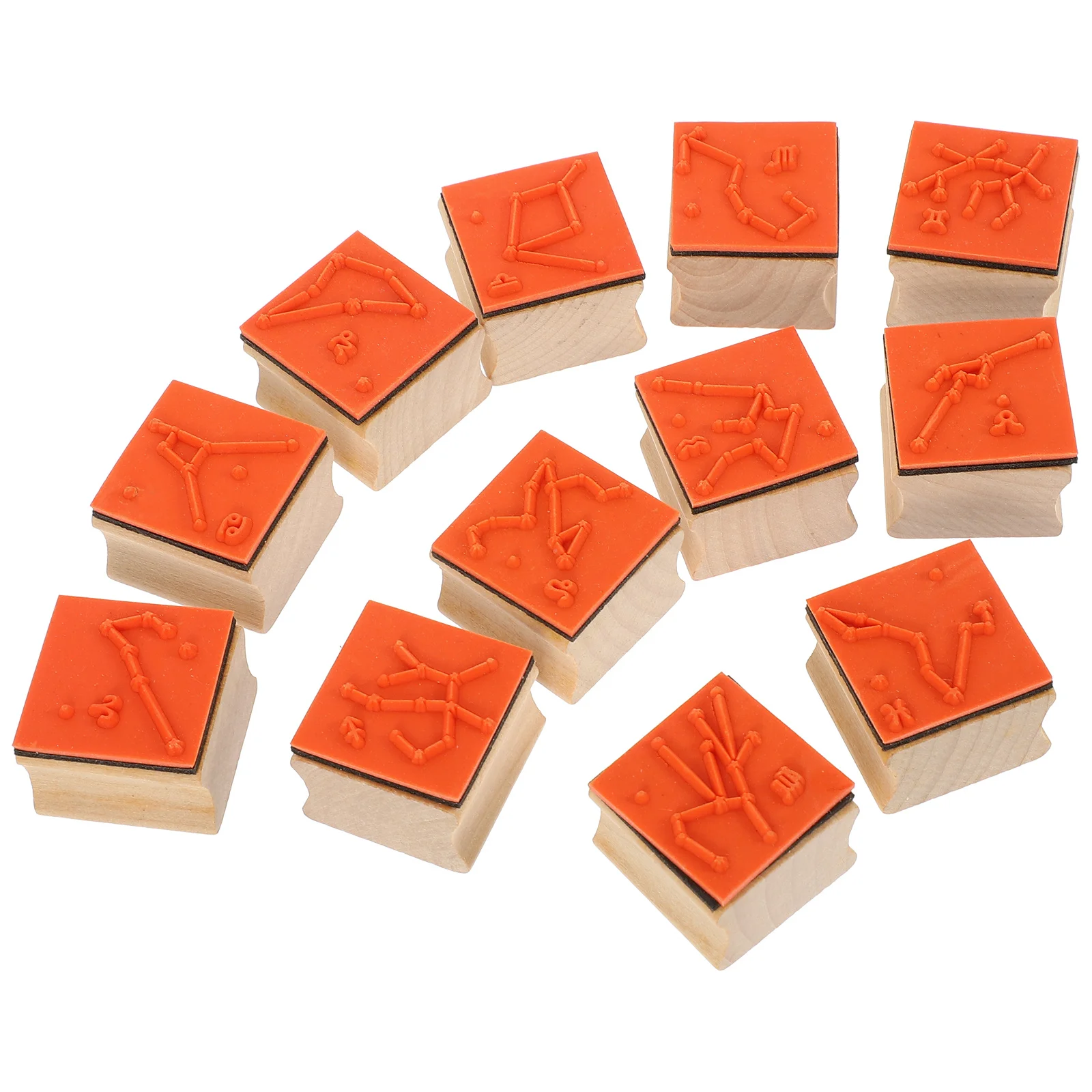 

12Pcs Zodiac Stamp Set Handmade Wooden Seals for DIY Crafts Scrapbooking Invitation Decoration Mixed Style Small Wooden Stamps