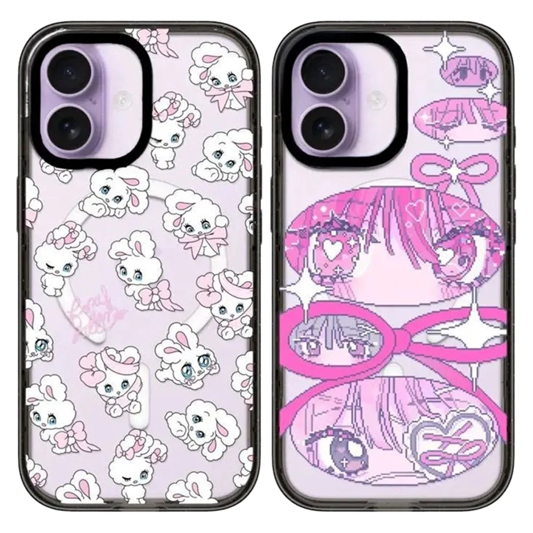 

Anime Girl Rabbit Acrylic Black Border Magnetic Case: Compatible with IPhone 17 16 15 14 13 12 Pro Max 17 Air