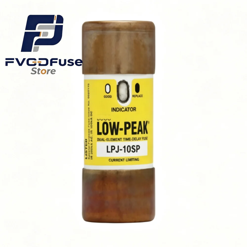 10Pcs LPJ10SP 10A 600VAC 300VDC Class J Time Delay Fuse, Dual-Element Current Limiting Low-Peak Industrial Circuit Protection