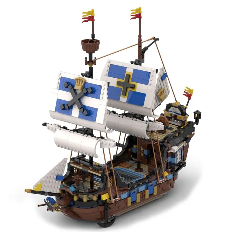 

Pirate Ship Building Blocks - Educational Construction Kit with Detailed Deck Creative Model Toy for Kids Boys Birthday Gifts