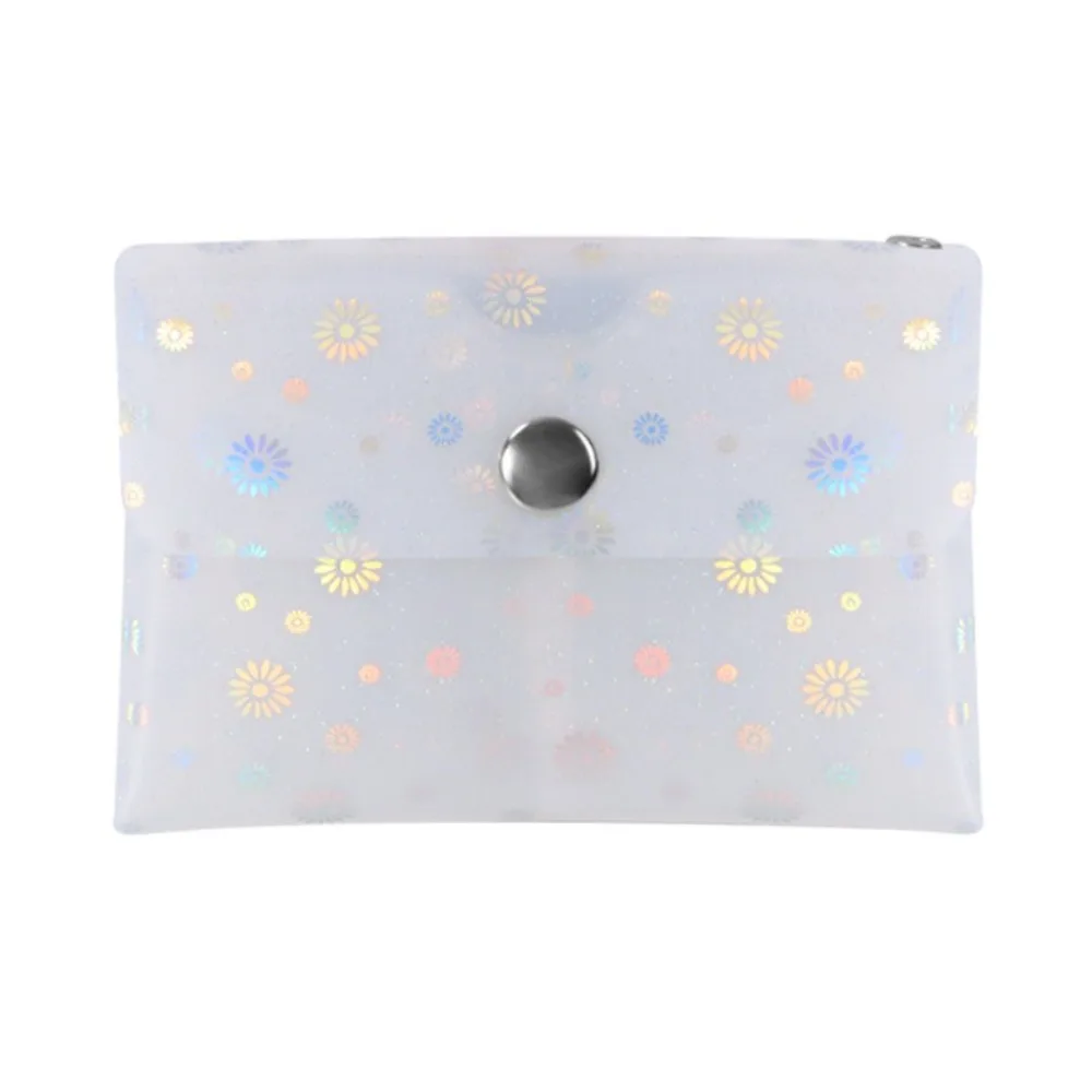 

Portable PVC Jelly Storage Bag Transparent Double-layer Small Card Holder Waterproof Snap-on Coin Purse