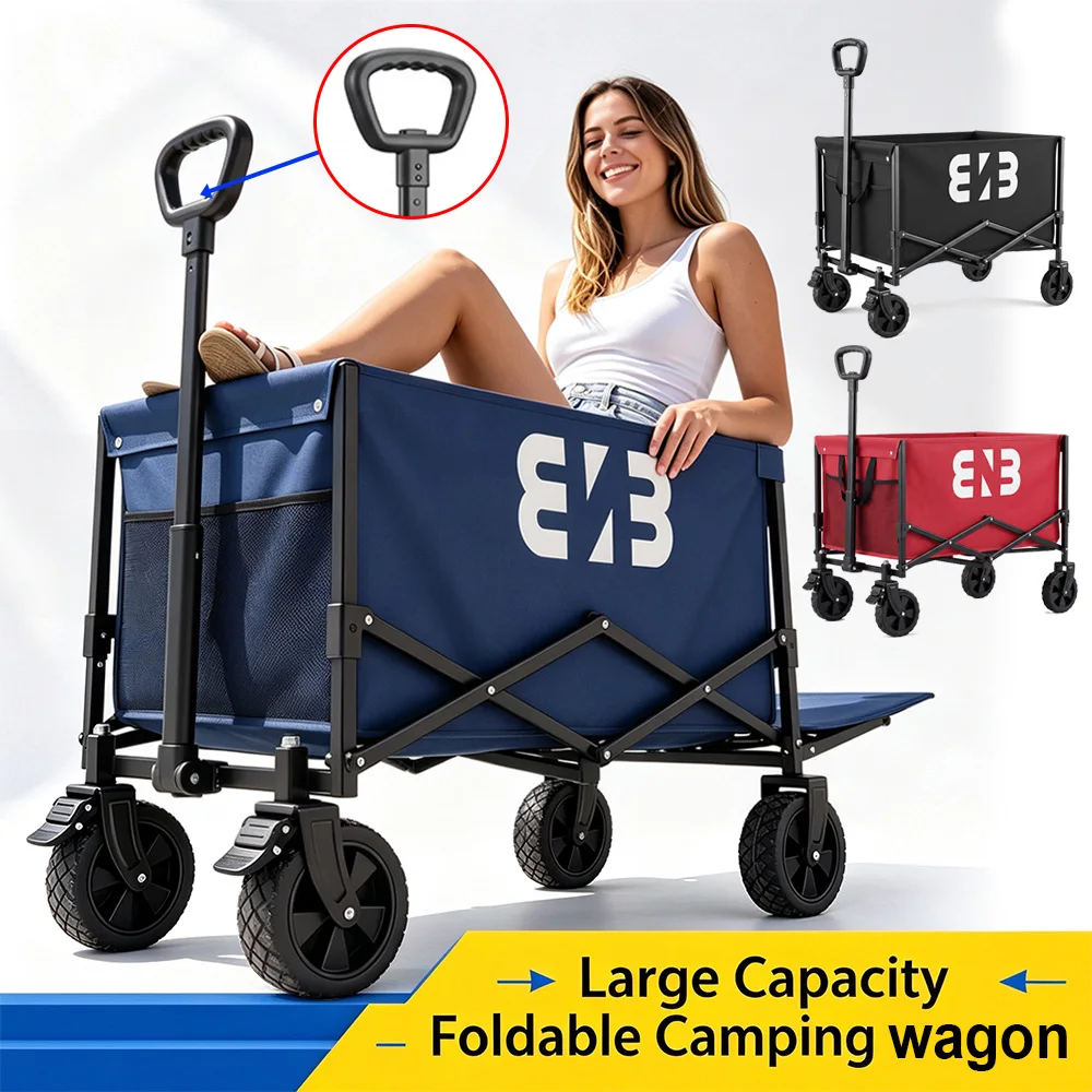 Portable Camping Cart, All-Terrain Tire Garden Cart, Heavy-Duty Multi-Purpose Cart, Large-Capacity Folding Shopping Cart—Ideal for Camping, Gardening, the Beach, Shopping, and Everyday Outdoor Use