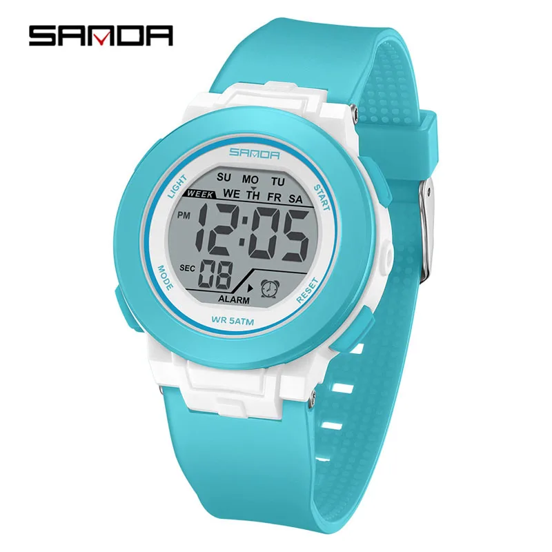 SANDA SD6383 Digital Watch Multifunction Sport Calendar Clock 7-Color Backlight Children Electronic Watch