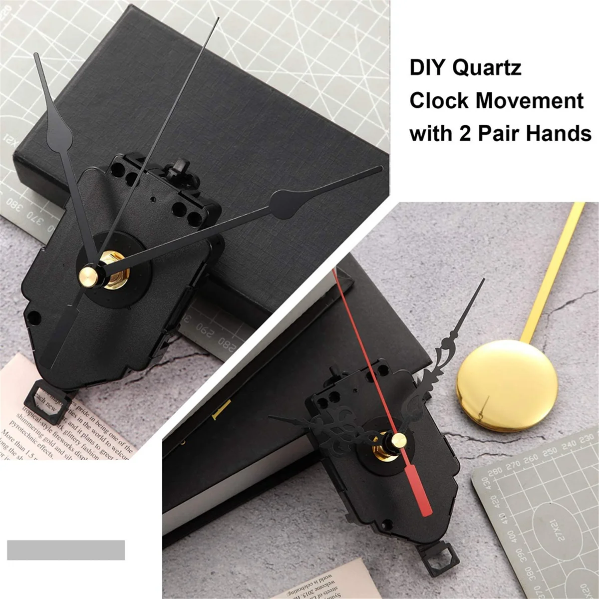 

DIY Quartz Wall Clock Pendulum Swing Movement Mechanism Kit Repair Parts for DIY Clock Replacement with 2 Pairs Hands