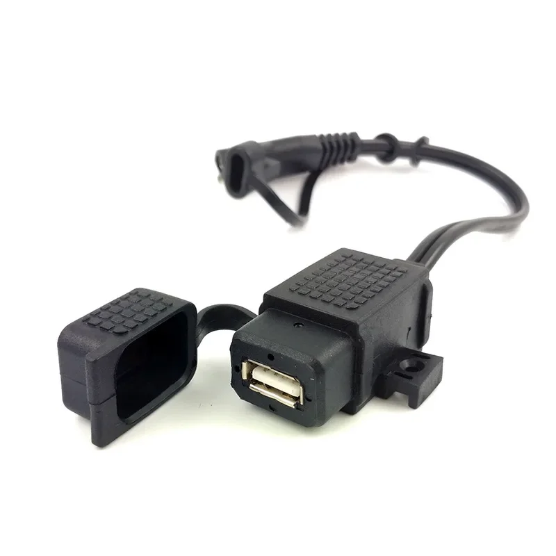 DIY SAE to USB Cable Adapter Waterproof USB Charger Quick 2.1A Port with Inline Fuse for Motorcycle Cellphone Tablet GPS