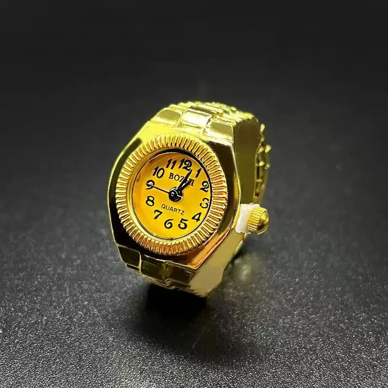 1PCS Aesthetic New Design Mini Retro Watch Round Creative Quartz Watch Couple Ring, Fashionable Men and Women Daily Wear Party A